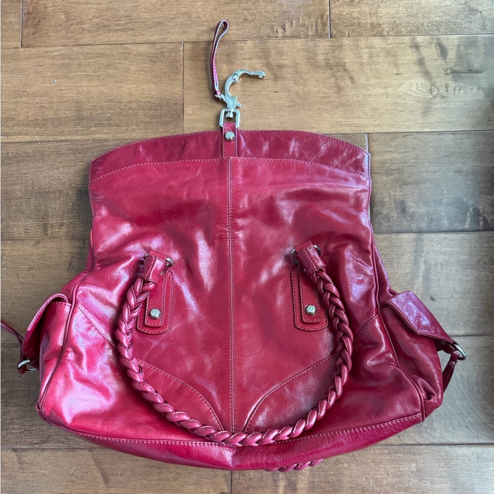 Francesco Biasia Red Leather Handbag Satchel Purse: MINT condition 💄👠 - Picture 8 of 9